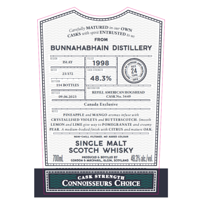 Gordon & MacPhail Connoisseurs Choice Bunnahabhain 1998 24 Year Old 48.3% ABV