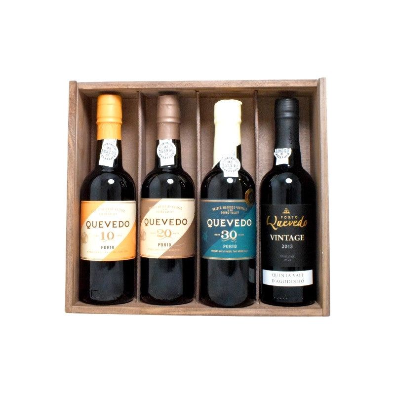 Quevedo Connoisseur Wooden Port Gift Pack 4 x 375ml