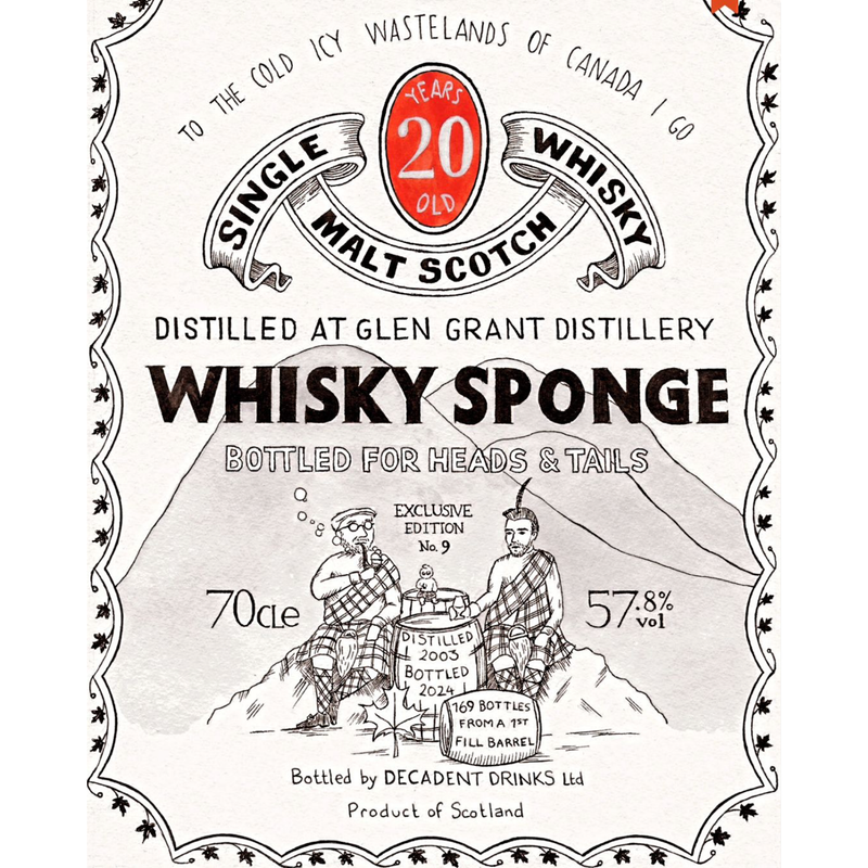 Whisky Sponge Exclusive Edition No.9 Bottled for Heads & Tails Glen Grant 20 Year Old 57.8% ABV 700ml