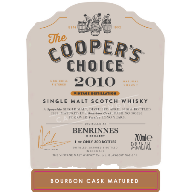 Cooper's Choice Benrinnes 12 Year Old Bourbon Cask Matured 54% 700ml